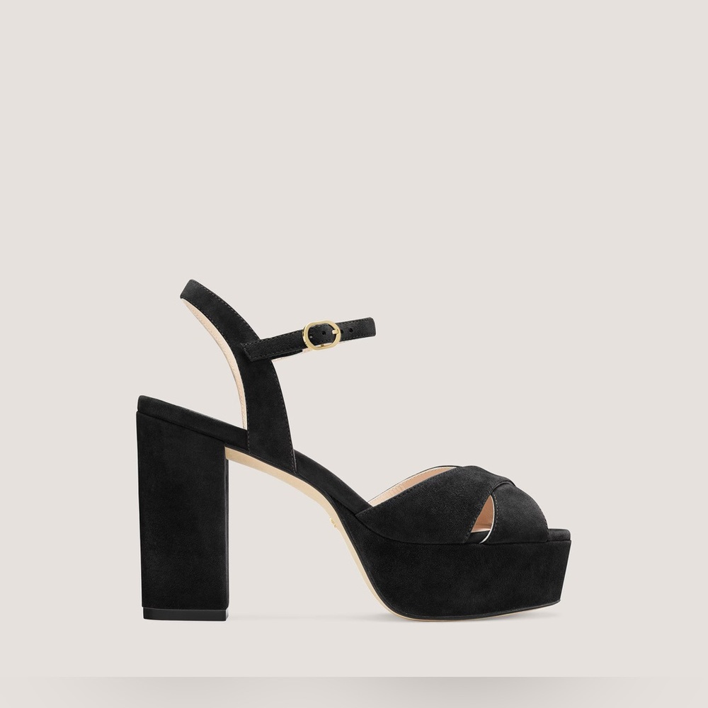 Stuart Weitzman Black Suede Platform Heels - Size 6 (New in Box)